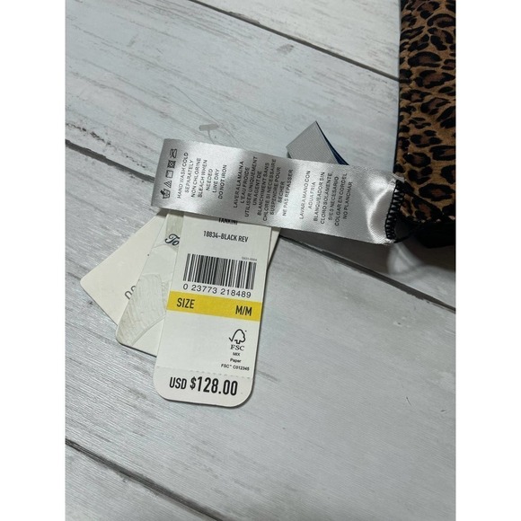 Tommy Bahama Leopard Print / Solid Black Reversible Tankini Top UPF - Picture 10 of 11